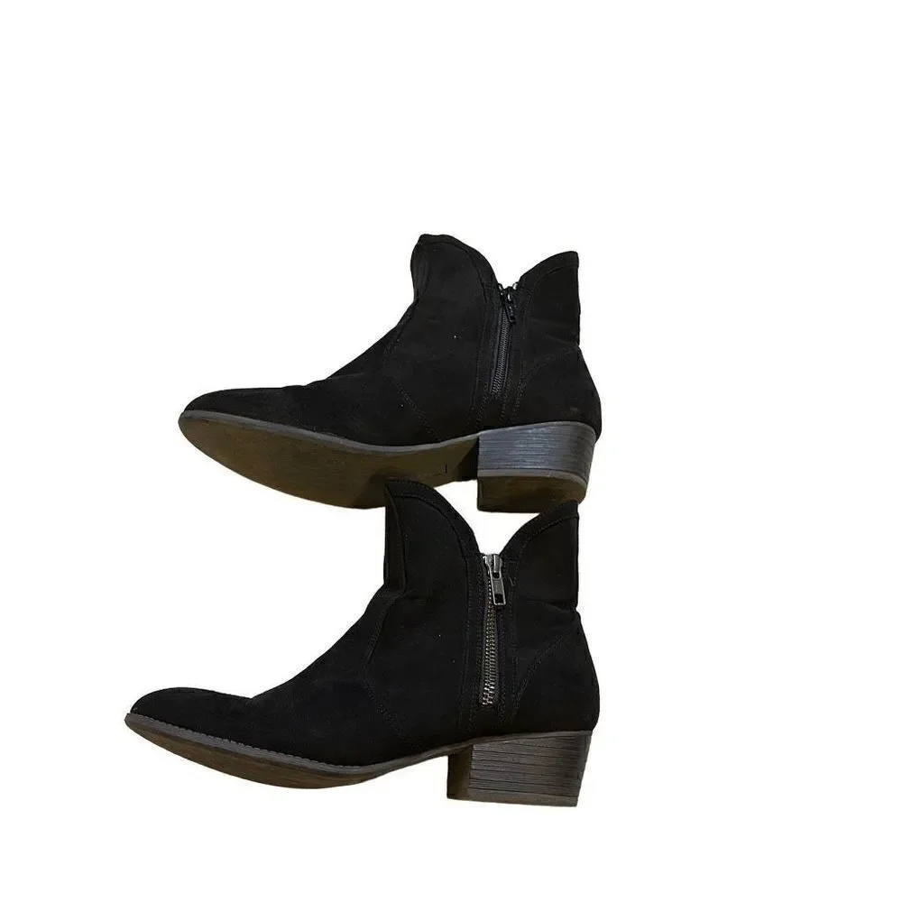 Makalu Women's Black Fabric Zip Ankle Boots Size 8.5 - Picture 3 of 6